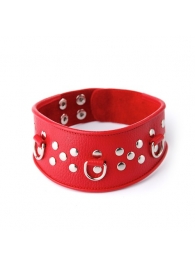 Кожаный красный ошейник с велюровой подкладкой - Sitabella - купить с доставкой в Батайске