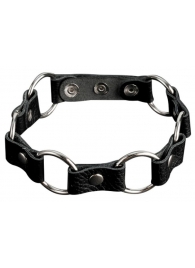 Кожаный черный ошейник с кольцами - Sitabella - купить с доставкой в Батайске