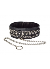 Чёрный ошейник с цепочками и поводком - Sitabella - купить с доставкой в Батайске