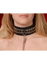 Чёрный ошейник с цепочками и поводком - Sitabella - купить с доставкой в Батайске