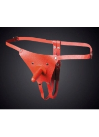 Красные кожаные универсальные трусики со штырьком для насадок - Sitabella - купить с доставкой в Батайске