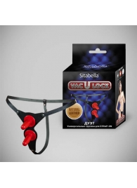 Чёрные кожаные трусики с двумя штырьками для насадок - Sitabella - купить с доставкой в Батайске