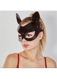 Коричневая кожаная маска  Кошечка - Sitabella - купить с доставкой в Батайске