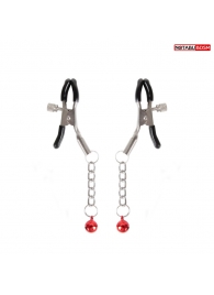 Серебристые зажимы на соски с шариками на цепочках - Notabu - купить с доставкой в Батайске