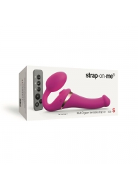 Ярко-розовый безремневой страпон Multi Orgasm Size S с клиторальной стимуляцией - Strap-on-me - купить с доставкой в Батайске