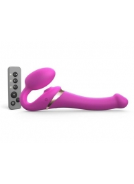 Ярко-розовый безремневой страпон Multi Orgasm Size S с клиторальной стимуляцией - Strap-on-me - купить с доставкой в Батайске