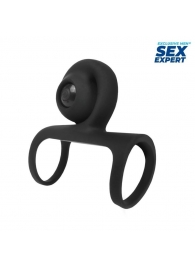 Черная вибронасадка на пенис Sex Expert - Sex Expert - в Батайске купить с доставкой