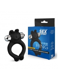 Черное силиконовое эрекционное виброкольцо Sex Expert - Sex Expert - в Батайске купить с доставкой