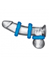 Комплект из трех голубых эрекционных колец 3-Pack Ribbed Rider Cock Ring Set - BlueLine - в Батайске купить с доставкой