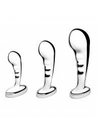 Набор из 3 стальных стимуляторов простаты Stainless Steel P-spot Training Set - b-Vibe - в Батайске купить с доставкой