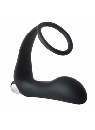 Черное эрекционное кольцо с вибропробкой Vibrating Anal Plug With Cockring - Dream Toys - в Батайске купить с доставкой
