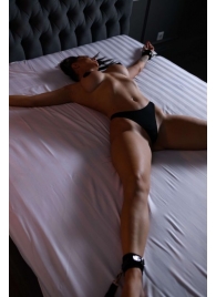 Черный кожаный набор фиксации на кровати Sex Game - БДСМ Арсенал - купить с доставкой в Батайске