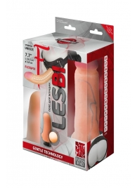 Телесный страпон Harness LESBI с вагинальной пробкой - 16,5 см. - LOVETOY (А-Полимер) - купить с доставкой в Батайске