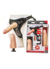 Телесный страпон Harness LESBI с вагинальной пробкой - 16,5 см. - LOVETOY (А-Полимер) - купить с доставкой в Батайске