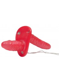 Красный женский страпон с вагинальной пробкой Bad Kitty - 18 см. - Orion - купить с доставкой в Батайске