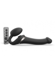 Черный безремневой страпон Multi Orgasm Size M с клиторальной стимуляцией - Strap-on-me - купить с доставкой в Батайске