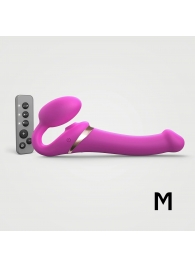 Ярко-розовый безремневой страпон Multi Orgasm Size M с клиторальной стимуляцией - Strap-on-me - купить с доставкой в Батайске