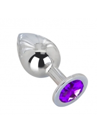 Большой плаг из стали с фиолетовым кристаллом Violet Dream - 9,5 см. - Erotic Fantasy - купить с доставкой в Батайске