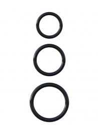 Набор из трех черных эрекционных колец Silicone 3-Ring Stamina Set - Pipedream - в Батайске купить с доставкой