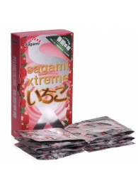 Презервативы Sagami Xtreme Strawberry c ароматом клубники - 10 шт. - Sagami - купить с доставкой в Батайске