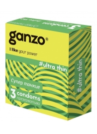 Ультратонкие презервативы Ganzo Ultra thin - 3 шт. - Ganzo - купить с доставкой в Батайске