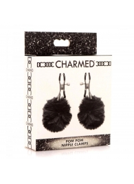 Зажимы для сосков с черным помпонами Pom Pom Nipple Clamps - XR Brands - купить с доставкой в Батайске