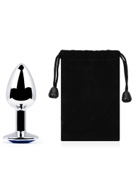 Анальное украшение BUTT PLUG  Small с синим кристаллом - 7 см. - Anal Jewelry Plug - купить с доставкой в Батайске