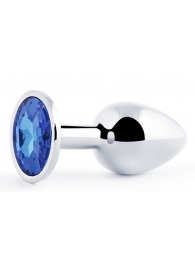 Анальное украшение BUTT PLUG  Small с синим кристаллом - 7 см. - Anal Jewelry Plug - купить с доставкой в Батайске