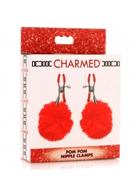 Красные зажимы на соски с помпонами Pom Pom - XR Brands - купить с доставкой в Батайске