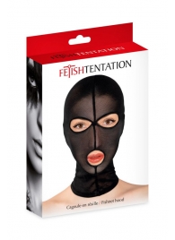 Черная сетчатая маска на голову с отверстиями для глаз и рта - Fetish Tentation - купить с доставкой в Батайске