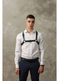 Черная мужская кожаная портупея №4 - БДСМ Арсенал - купить с доставкой в Батайске