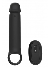 Черная насадка-удлинитель с вибрацией Vibrating Extender With Remote - Dream Toys - в Батайске купить с доставкой