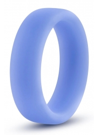 Голубое люминесцентное кольцо Silicone Glo Cock Ring - Blush Novelties - в Батайске купить с доставкой