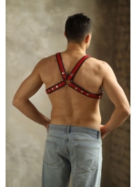 Черно-красная мужская портупея Black-Red - БДСМ Арсенал - купить с доставкой в Батайске