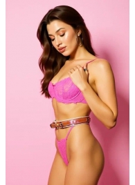 Эффектный розовый пояс из голографической эко-кожи - БДСМ Арсенал - купить с доставкой в Батайске