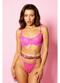 Эффектный розовый пояс из голографической эко-кожи - БДСМ Арсенал - купить с доставкой в Батайске