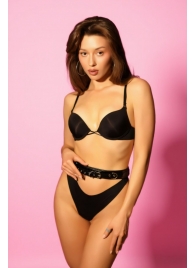 Эффектный черный пояс из лаковой эко-кожи - БДСМ Арсенал - купить с доставкой в Батайске