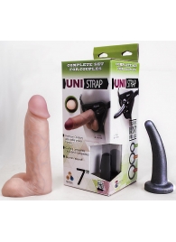 Страпон-унисекс с двумя насадками UNI strap 7  Harness - 19 и 16 см. - LOVETOY (А-Полимер) - купить с доставкой в Батайске
