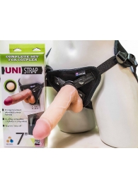 Страпон-унисекс с двумя насадками UNI strap 7  Harness - 19 и 16 см. - LOVETOY (А-Полимер) - купить с доставкой в Батайске