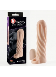 Телесная насадка-удлинитель Okoto со спиралевидным рельефом - 16 см. - Sitabella - в Батайске купить с доставкой