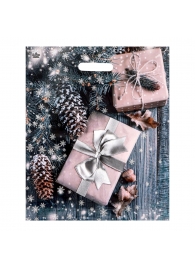 Новогодний пакет с принтом в виде подарков и вырубной ручкой (45х38 см) - Сима-Ленд - купить с доставкой в Батайске