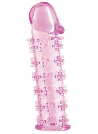 Розовая насадка на пенис с шипами - 12,5 см. - A-toys - в Батайске купить с доставкой