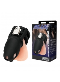 Черная клетка для пениса Silicone Small 2 in Cock Cage With Ball Divider - BlueLine - купить с доставкой в Батайске