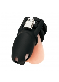 Черная клетка для пениса Silicone Small 2 in Cock Cage With Ball Divider - BlueLine - купить с доставкой в Батайске