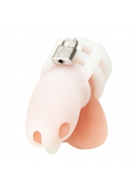 Белая клетка для пениса Silicone Small 2 in Cock Cage With Ball Divider - BlueLine - купить с доставкой в Батайске