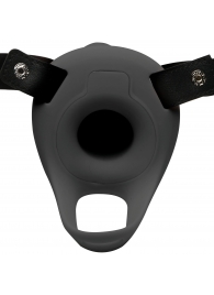 Черный полый страпон с вибрацией 2’’ Erection 28X Smooth Vibrating Silicone Penis Sheath - XR Brands - купить с доставкой в Батайске