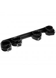 Черная распорка с манжетами для рук и ног Deluxe Rigid Spreader Bar - XR Brands - купить с доставкой в Батайске