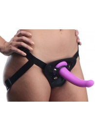 Лиловый поясной страпон Navigator Silicone G-Spot Dildo with Harness - 17,8 см. - XR Brands - купить с доставкой в Батайске
