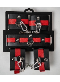Черно-красный набор фиксаций: наручники, оковы и ошейник - Crazy Handmade - купить с доставкой в Батайске