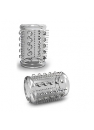 Прозрачная насадка с шипами и шишечками STAY HARD COCK SLEEVE 03 CLEAR - Blush Novelties - в Батайске купить с доставкой